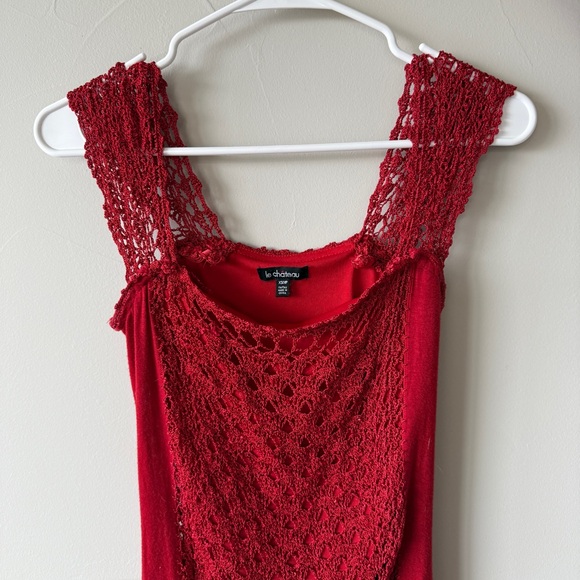 VTG Y2K Crochet Lace Red Blouse Top Sz XS - Picture 7 of 8